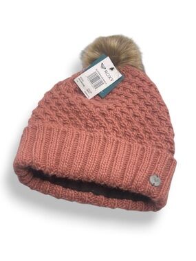ROXY Women's Blizzard Beanie Pom Hat NWT One Size Dusty Rose
